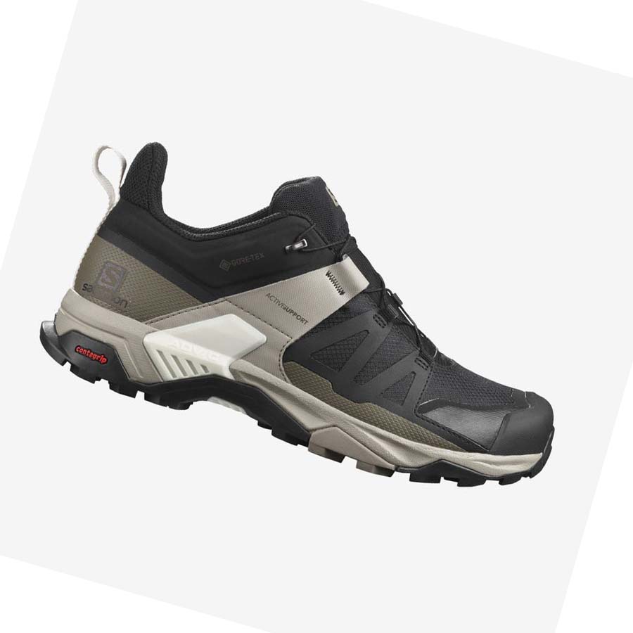 Tenis Senderismo Salomon X ULTRA 4 GORE-TEX Hombre Grises Negros Verdes | MX 3590QMA